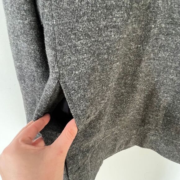 Nike Dark Grey Marled Cowl Turtleneck Pockets Spilt Hem Cotton Blend Sweater - Picture 4 of 10